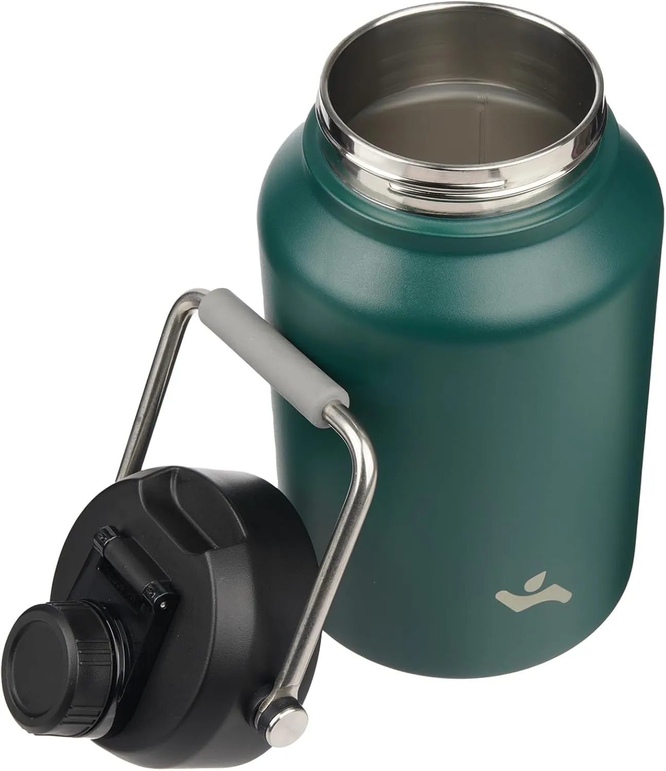 1 Gallon Jug with Handle,128 oz Insulated Water Bottle with Carrying Pouch, Double Wall Vacuum Stainless Steel Metal Bottle,Dark Green