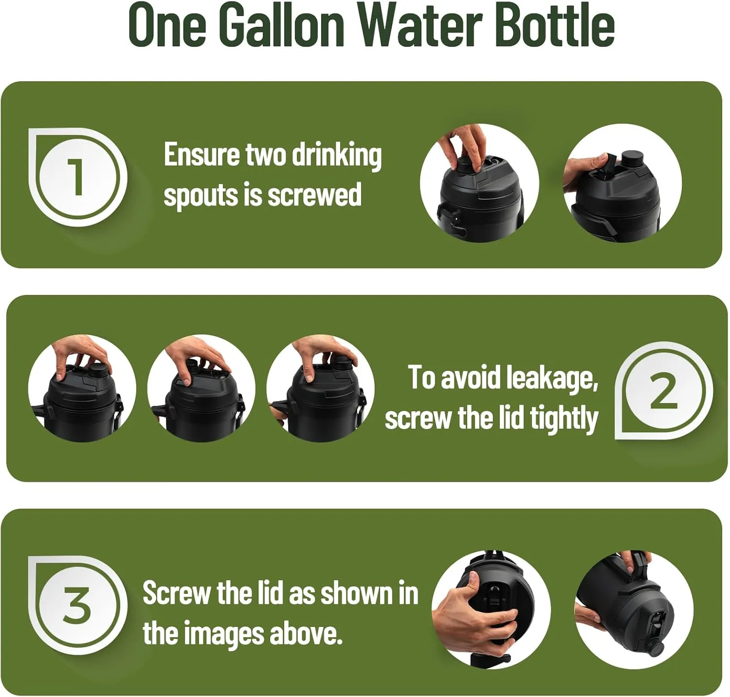 1 gallon water jug, 128 oz Large Insulated Stainless Steel Sports Water Jug, Large Triple Wall Vacuum Insulation Water Bottle-Keeps Cold up to 48 Hrs-Sweat Proof, for Gym, Hiking & Camping
