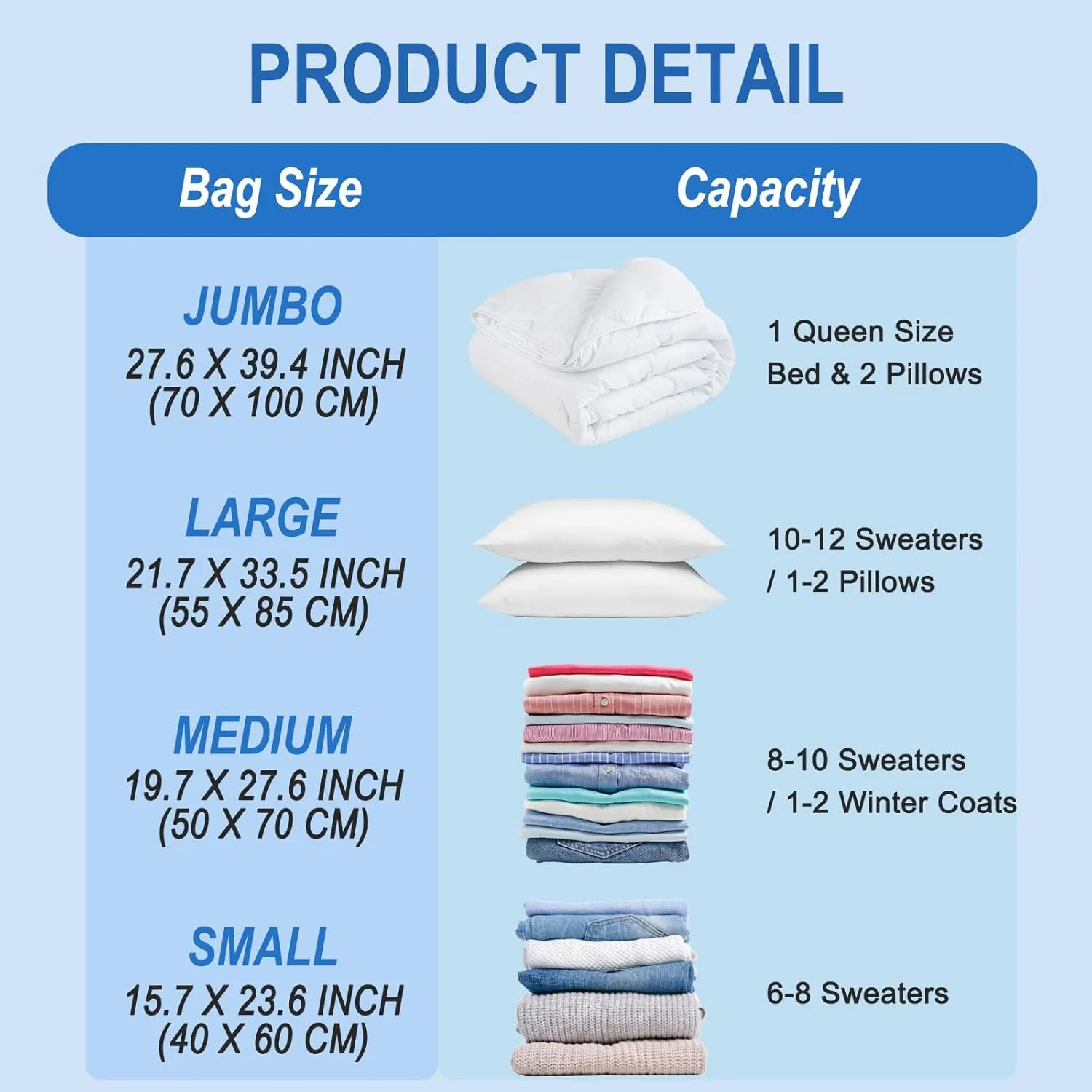 10 Pack Large Vacuum Storage Bags with Hand Pump, Plastic Packaging Bags, 80% Space Saver Vacuum Seal Bags for Clothing, Travel Lugggage, Blankets, Comforters