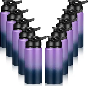 10 Pcs Aluminum Water Bottle 17oz Aluminum Reusable Bottles Lightweight Snap Lid Sports Water Multipack Easy Carry Leak Proof Travel for Gym Camping Hiking Outdoor Fishing (Dark Blue，purple)
