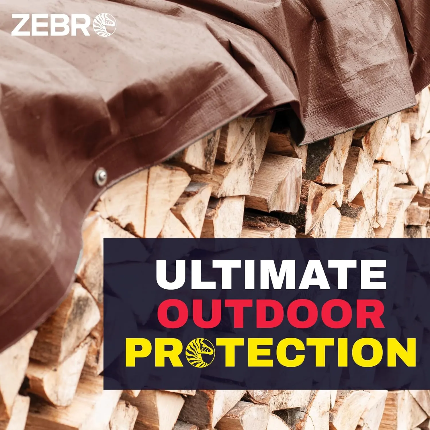 10' x 12' Brown Heavy Duty Tarp with Grommets Reinforced - 16 Mil Thick - Double Sided Plastic Tarps Waterproof - Large Tarpaulin Cover for Outdoor Camping Over/Under Tent Tarp RV Roof Rain - Zebro