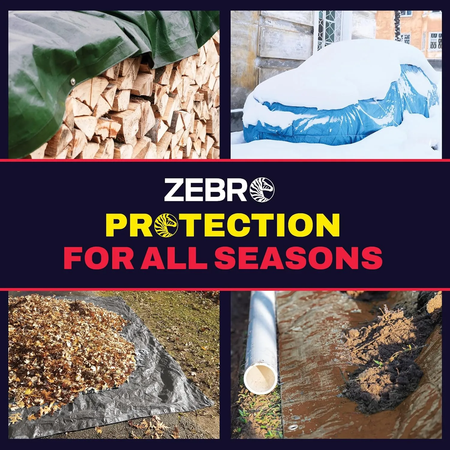 10' x 12' Brown Heavy Duty Tarp with Grommets Reinforced - 16 Mil Thick - Double Sided Plastic Tarps Waterproof - Large Tarpaulin Cover for Outdoor Camping Over/Under Tent Tarp RV Roof Rain - Zebro
