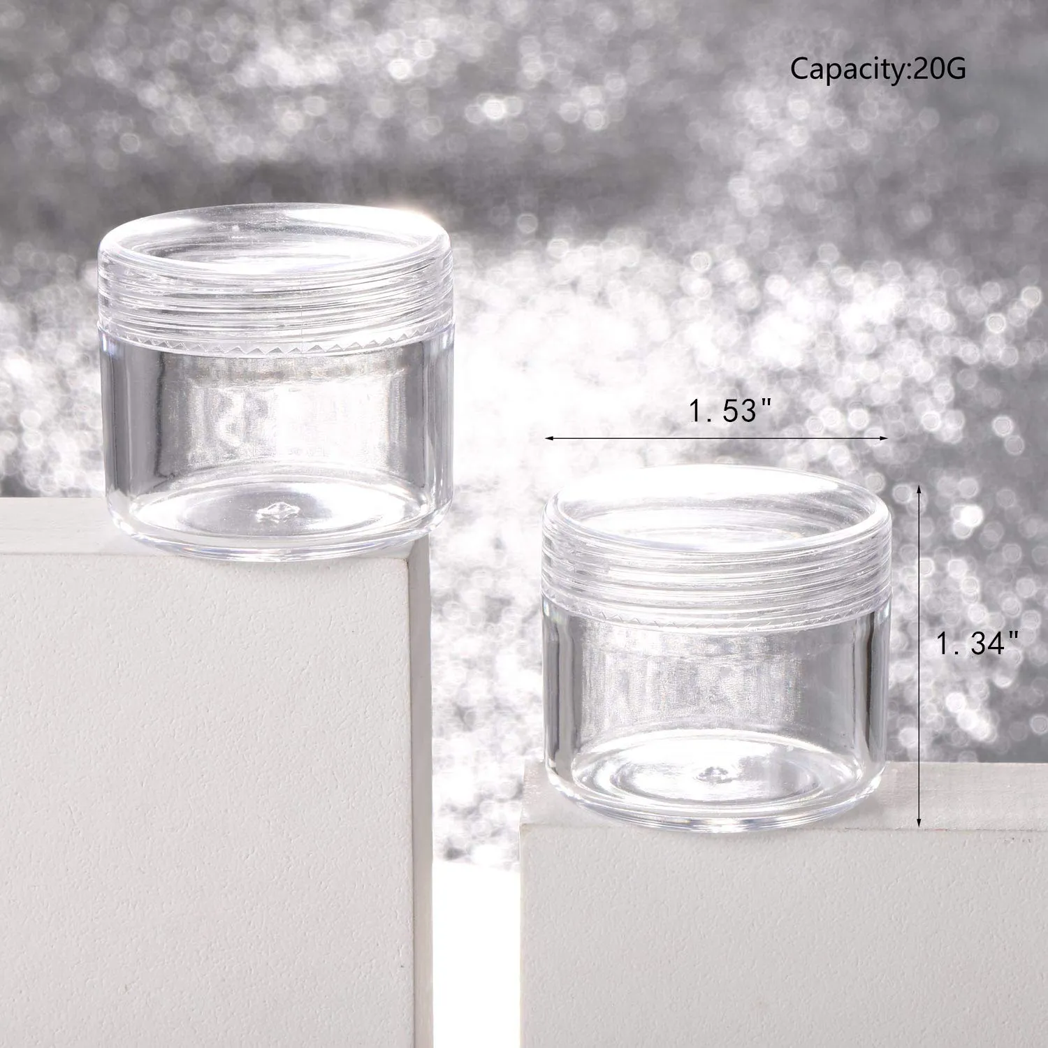 100 Count Clear Plastic Sample Containers 20g Empty Jars Cosmetic Containers with Lids Leak Proof Lip Balm Containers