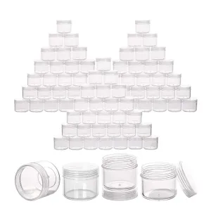 100 Count Clear Plastic Sample Containers 20g Empty Jars Cosmetic Containers with Lids Leak Proof Lip Balm Containers