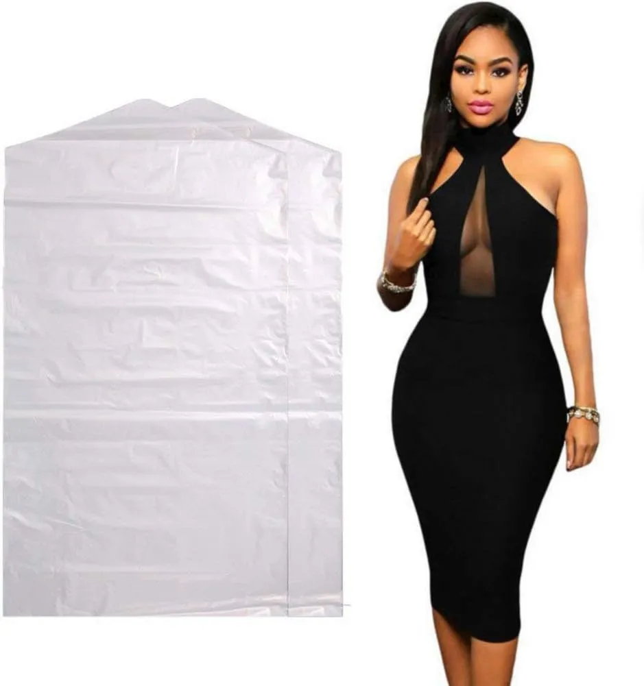 100 Pack Garment Bag Transparent Clothing Dust Cover Dustproof Hanging Clothes Suit Dress Jacket Cover for Dry Cleaner Home Storage Travel Clothes Storage Closet 23.6 x 47.2 inches