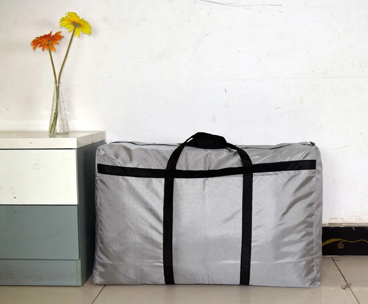 100L Extra Large Storage Bags, Sturdy Foldable Moving Tote Bag, Under Bed Storage, Travel Cargo Duffel Jumbo Bag for Clothes, Comforters, Blankets, Pillows, Ornaments (Grey)