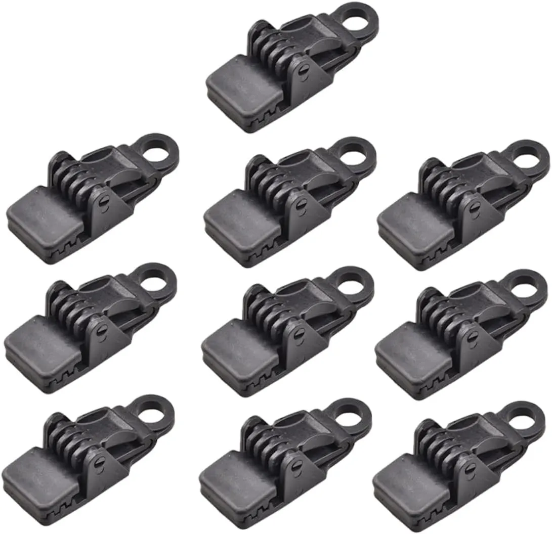 10pcs Tent Clips Heavy-Duty Plastic Tarp Clamps for Outdoor Camping Windproof Tent Lock Grip for Tents Awnings and Boat Covers