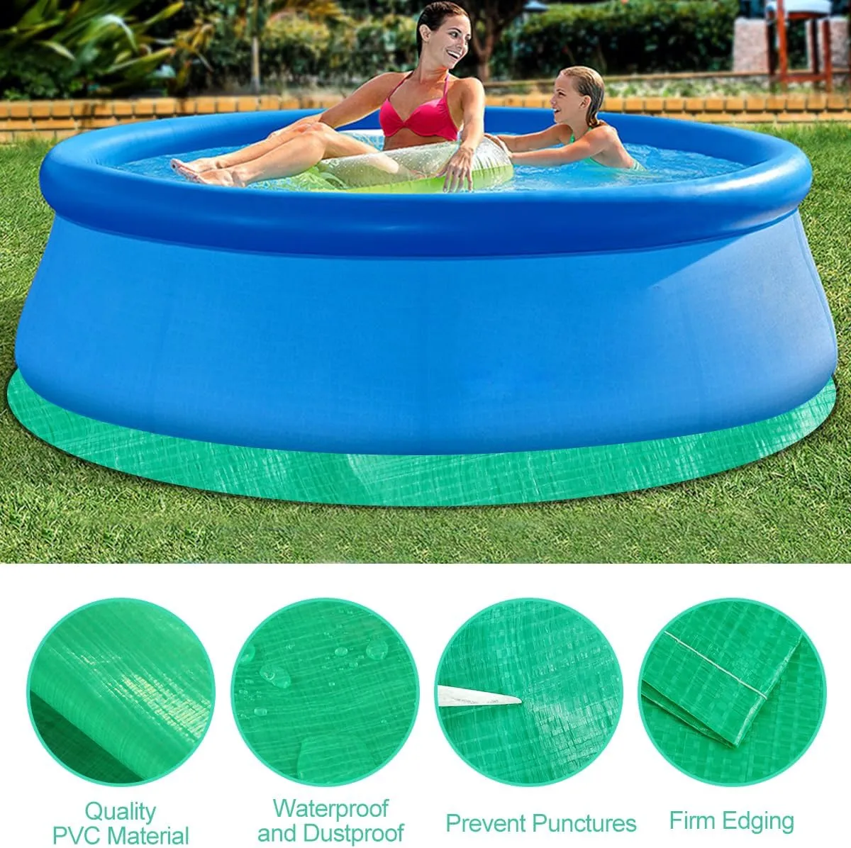 12 Ft Swimming Pool Ground Cloth, Round Pool Liner Pad Pool Ground Mat for Above Ground Swimming Pools Heavy Duty Pool Ground Mat Protector Pad Pool Tarp