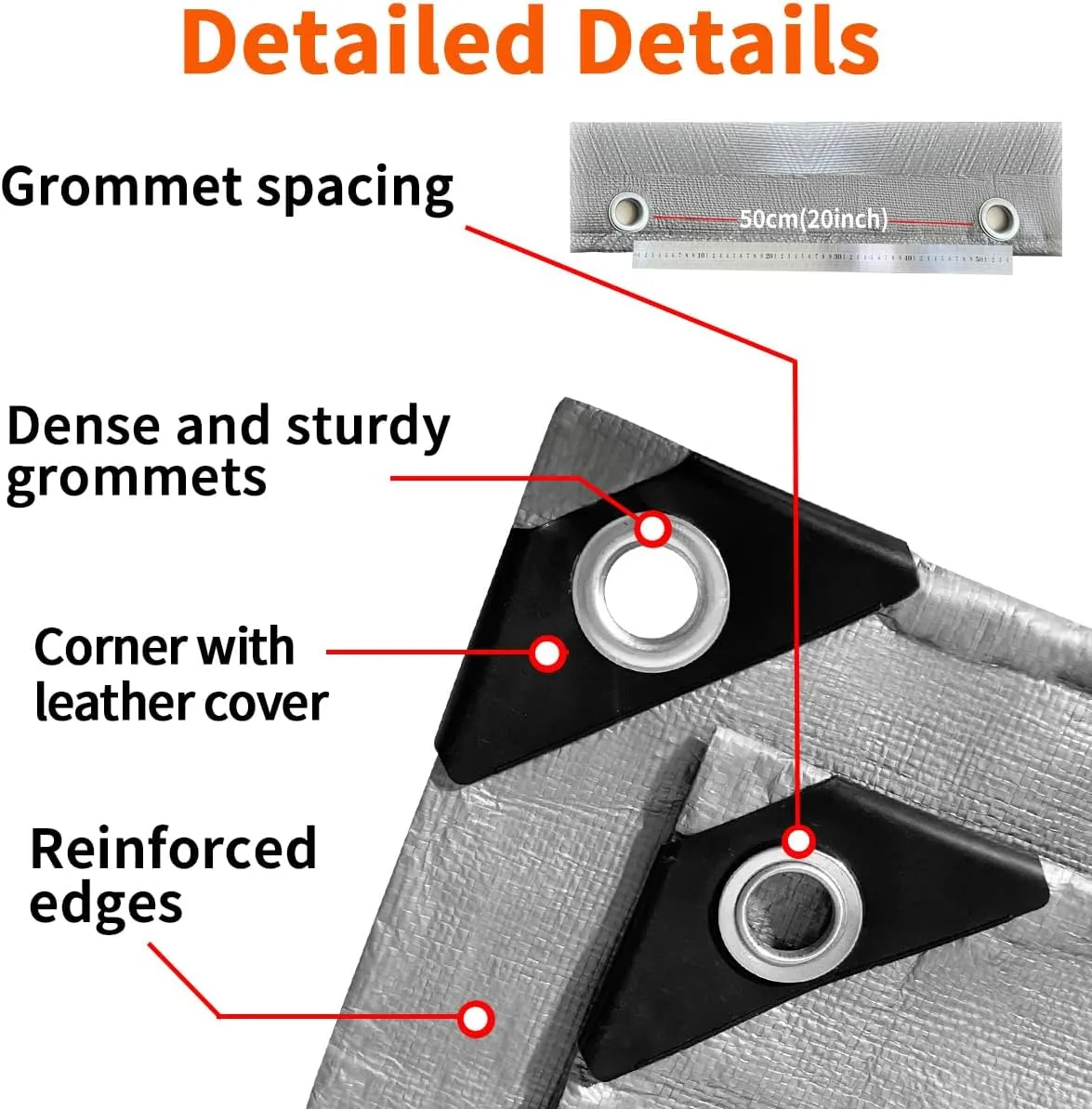12'x12' Heavy Duty Tarp, 10Mil Silver Waterproof Tarps with Grommets, UV Resistant, Poly Tarpaulin with Reinforced Edges, Cover for Car, Roof, Camping