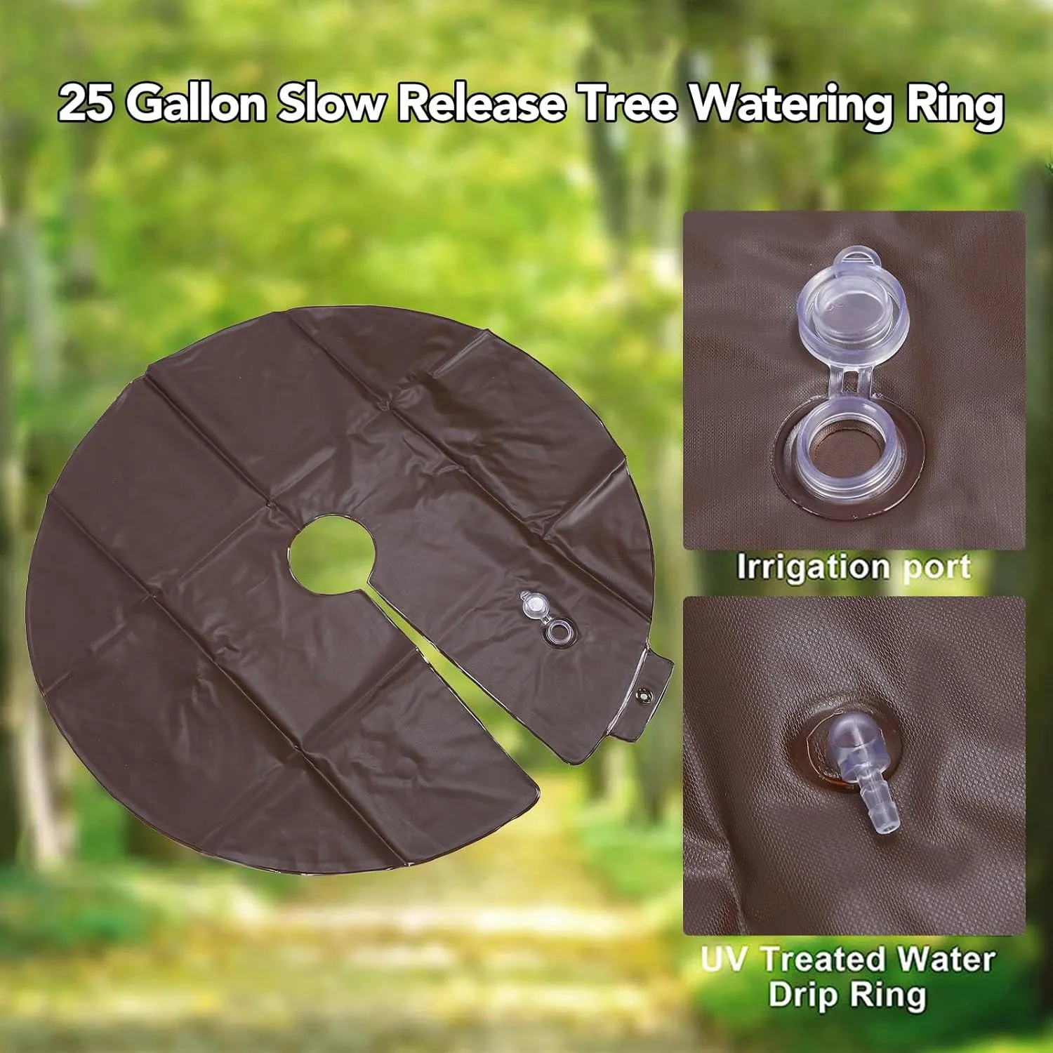 15 Gallon Tree Watecircular Circular, PVC Slow Release Drip Irrigation Bag, 35.4 Inch Round Water Pouch for Deep Root Watecircular, Ideal for Gardening, Landscaping, Trees and (Coffee Color)