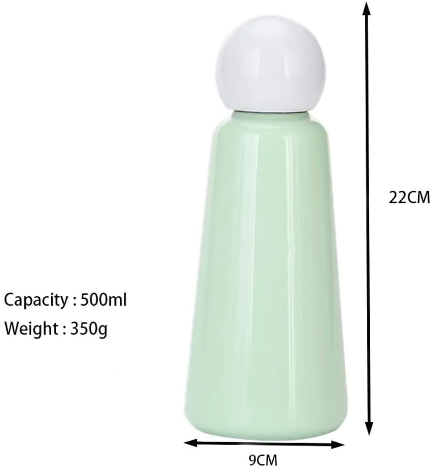 17 oz About 500 ML Stainless Steel Water Bottle - Vacuum Insulated Water Bottle -Hot&cold Drink Metal Water Flask,BPA Free (White cyan)