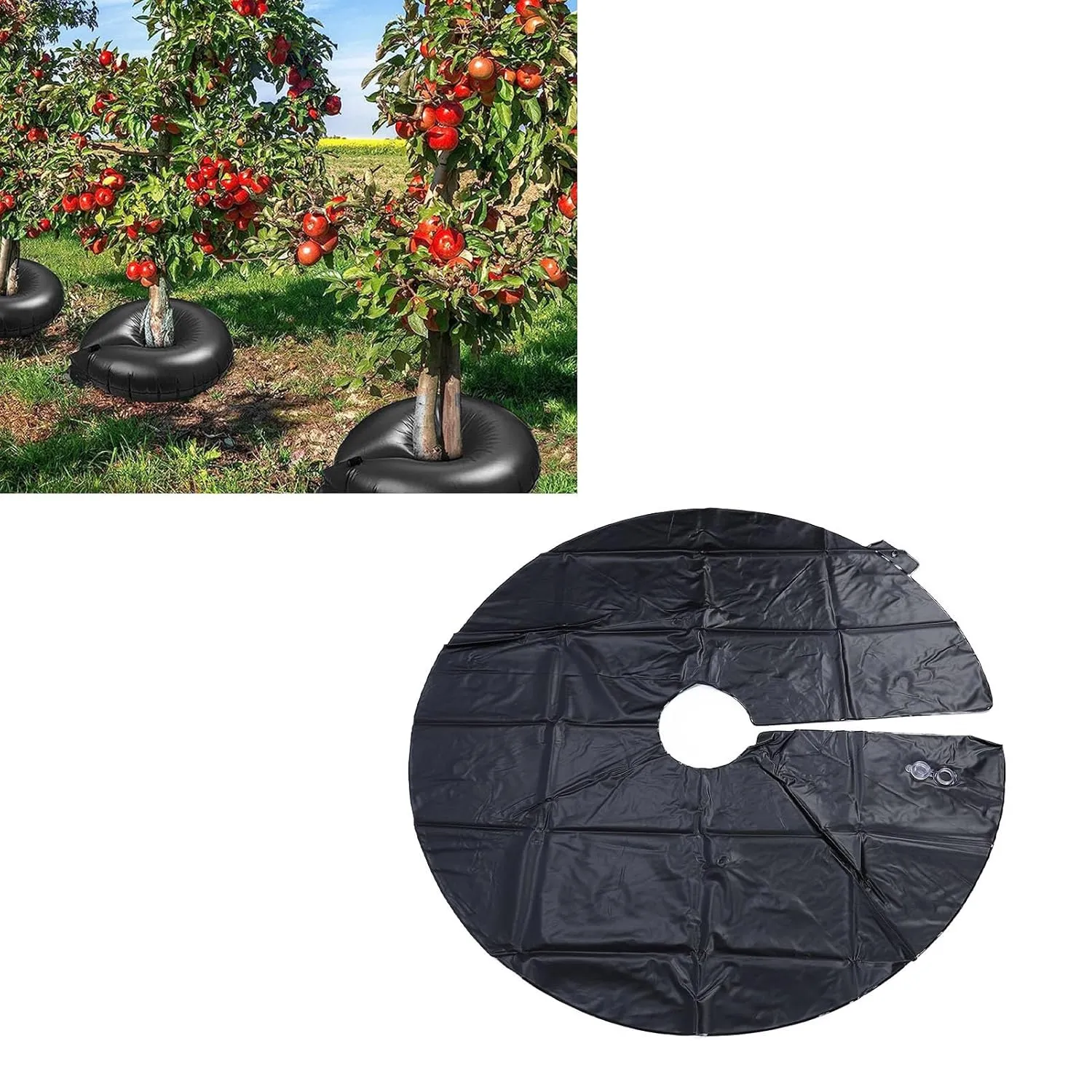 1PCS 15 Gallon 35.4 Inch Round Tree Watering Bag Slow Release, Tree Watering Rings, Automatic Drip Irrigation System for Planting Gardening Trees and Shrubs (Black)