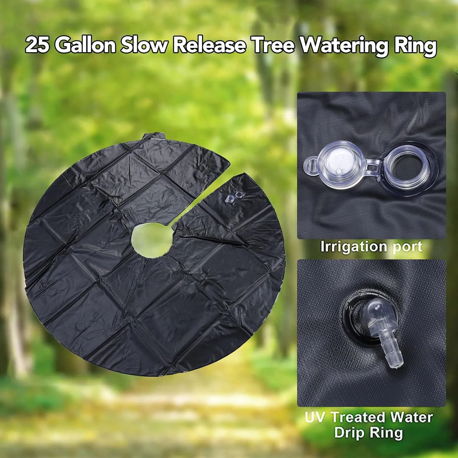 1PCS 15 Gallon 35.4 Inch Round Tree Watering Bag Slow Release, Tree Watering Rings, Automatic Drip Irrigation System for Planting Gardening Trees and Shrubs (Black)