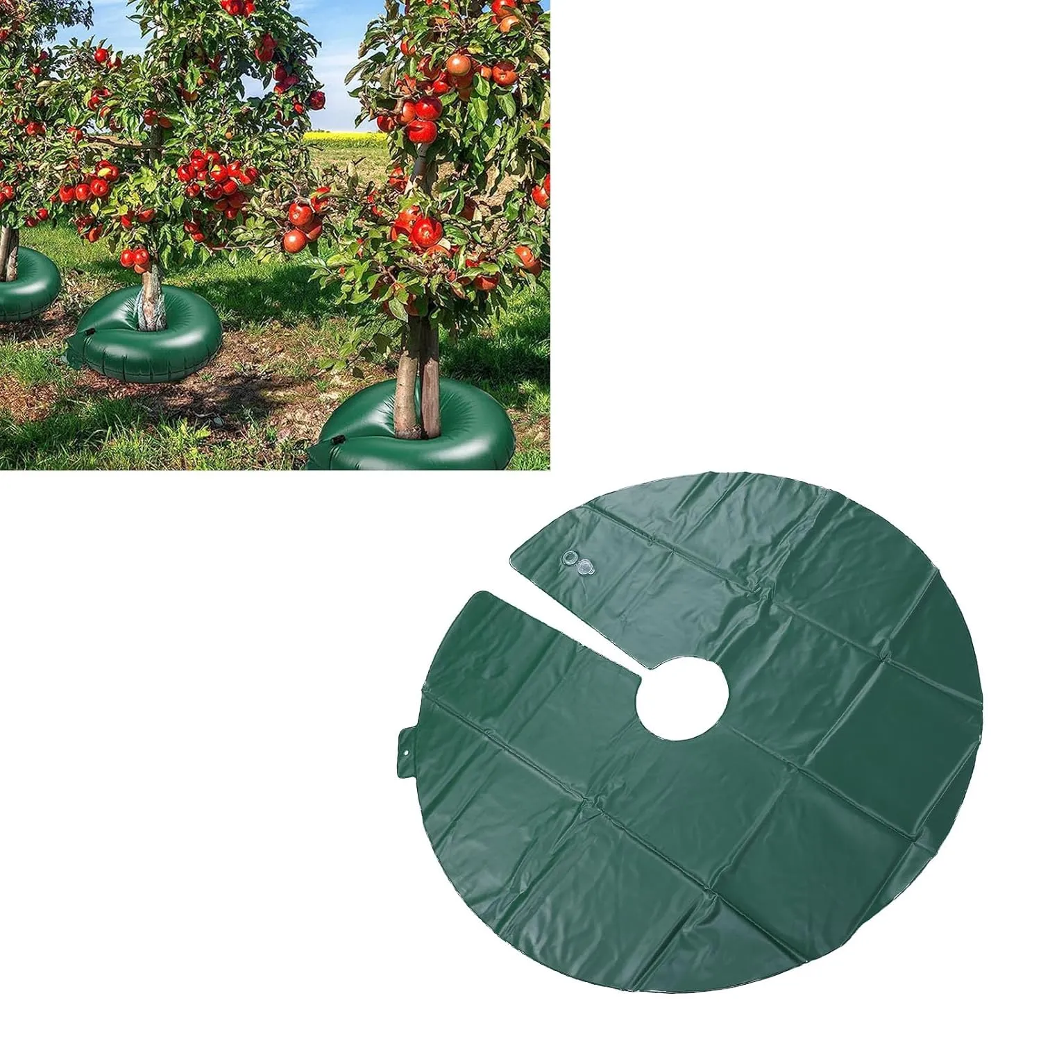 1PCS 15 Gallon 35.4 Inch Round Tree Watering Bag Slow Release, Tree Watering Rings, Automatic Drip Irrigation System for Planting Gardening Trees and Shrubs (Green)