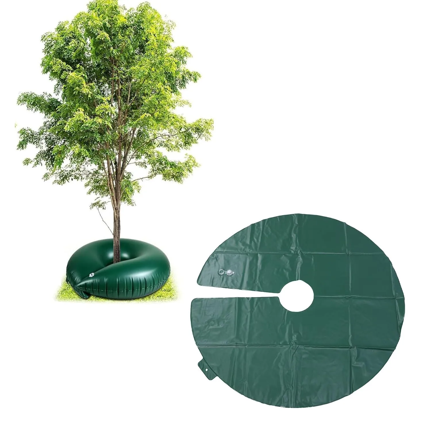 1PCS 15 Gallon 35.4 Inch Round Tree Watering Bag Slow Release, Tree Watering Rings, Automatic Drip Irrigation System for Planting Gardening Trees and Shrubs (Green)