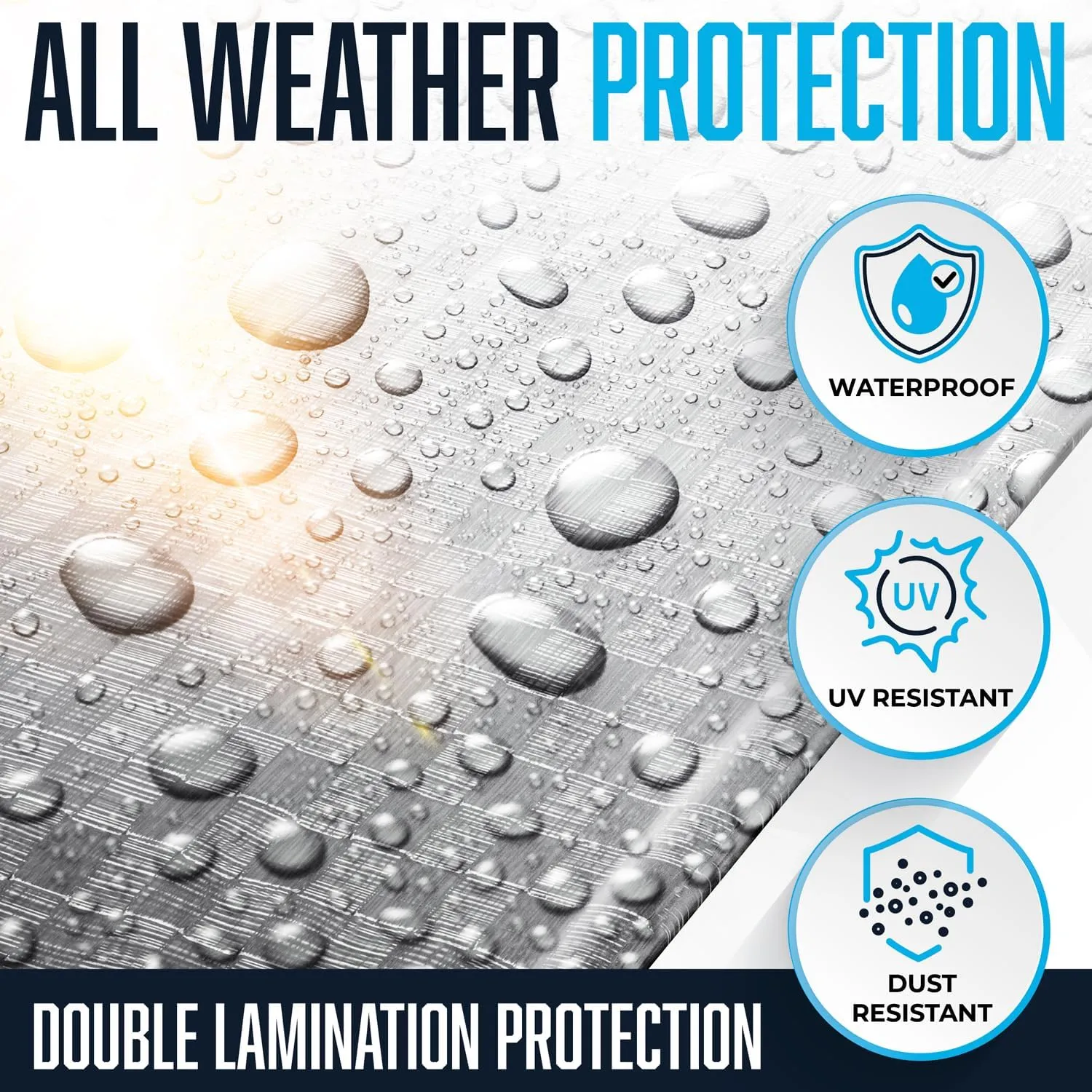 (2 Pack) 10x12 Ft Tarps, Waterproof Plastic Poly 5.5 Mil Thick Tarpaulin with Metal Grommets Every 18in - Emergency Rain Shelter, Outdoor Cover and Camping Use - (Reversible, Blue and Silver)