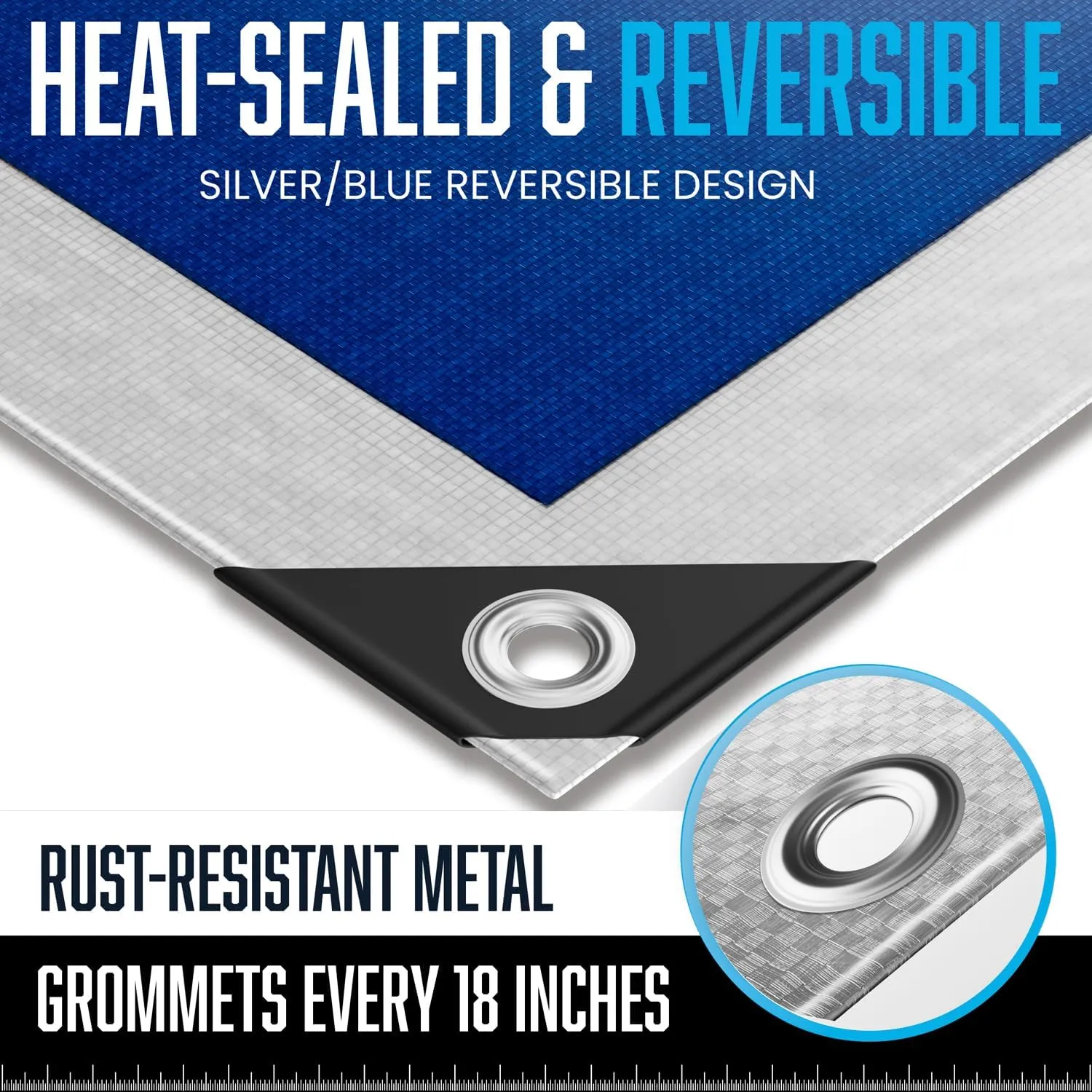 (2 Pack) 10x12 Ft Tarps, Waterproof Plastic Poly 5.5 Mil Thick Tarpaulin with Metal Grommets Every 18in - Emergency Rain Shelter, Outdoor Cover and Camping Use - (Reversible, Blue and Silver)