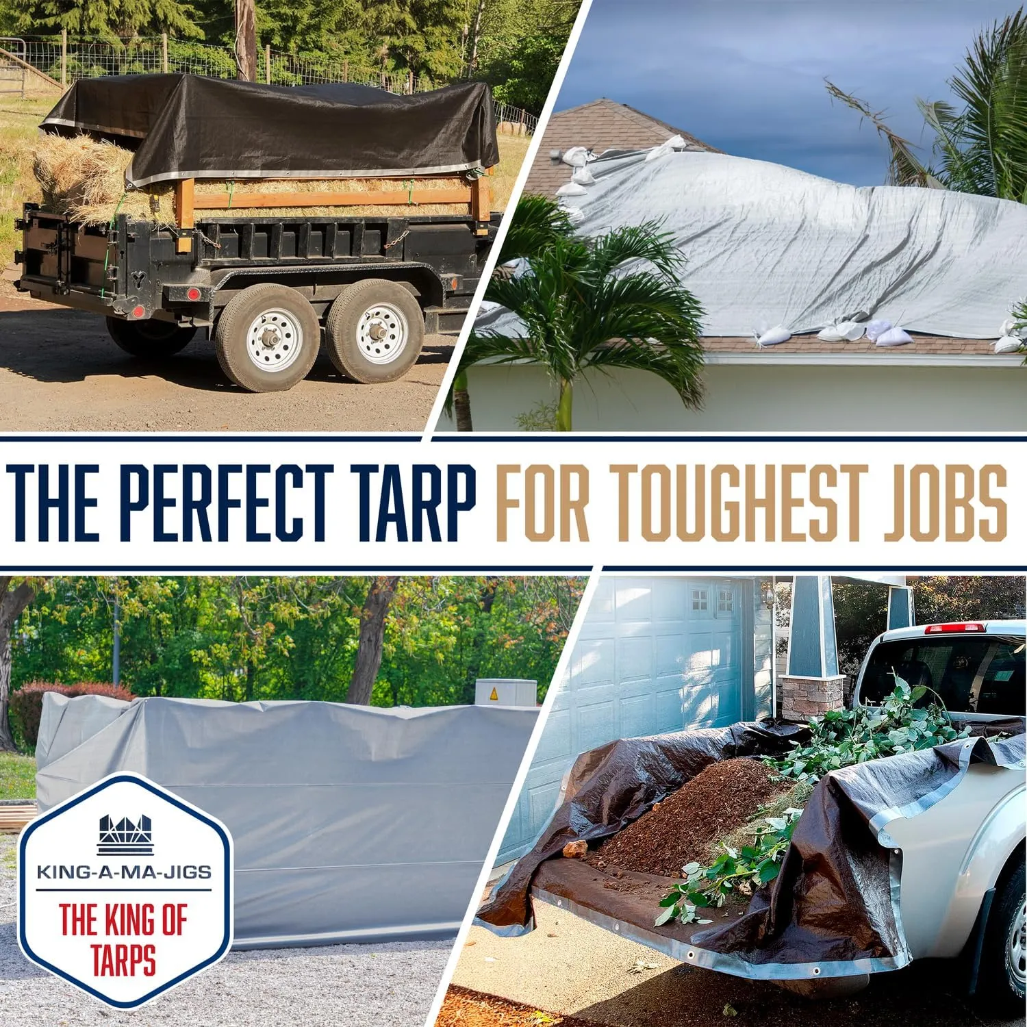 (2 Pack) 6x8 Heavy Duty Tarp, Waterproof Plastic Poly 10 Mil Thick Tarpaulin with Metal Grommets Every 18 Inches - for Roof, Camping, Outdoor, Patio. Rain or Sun (Reversible and Silver)