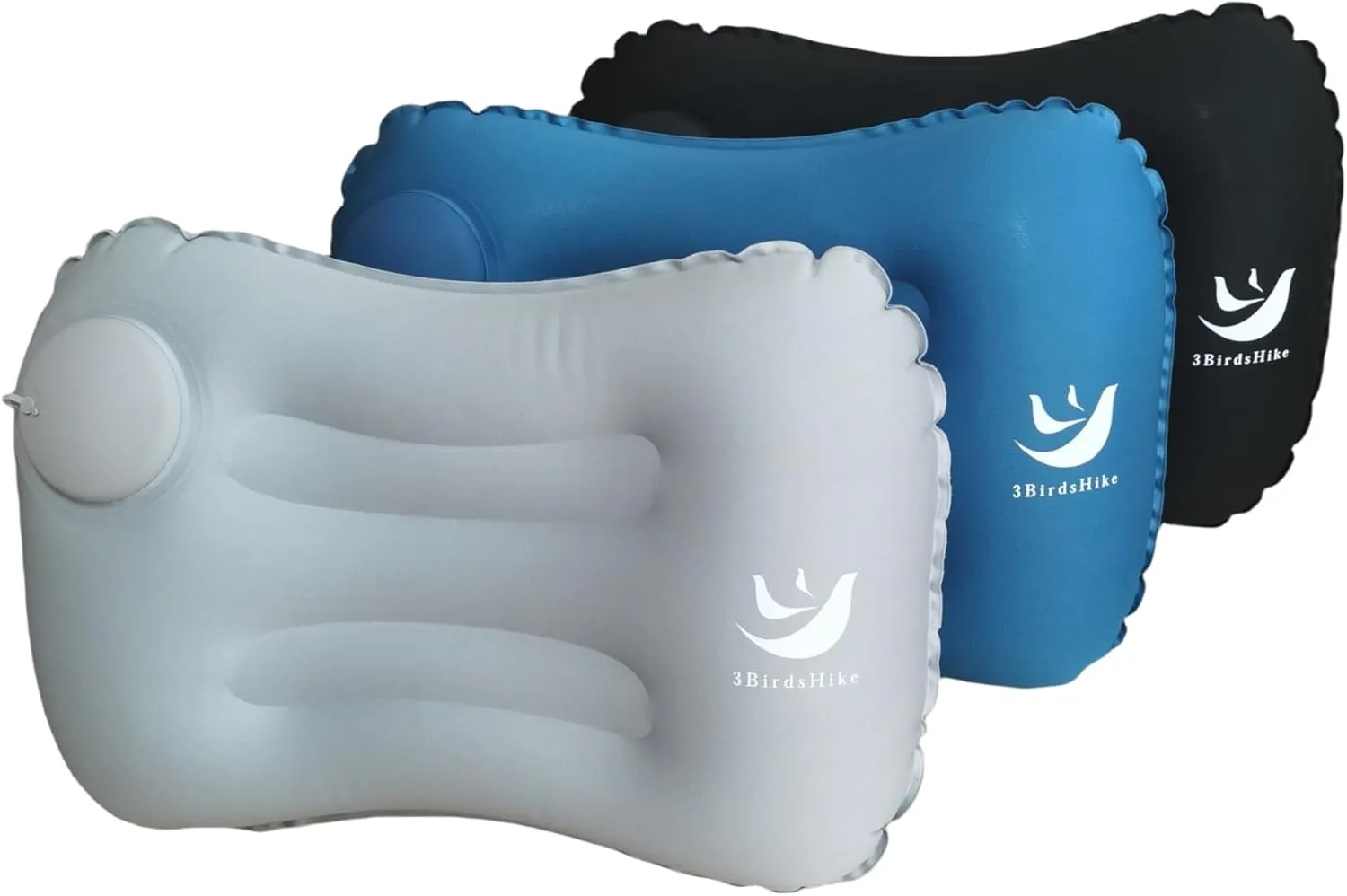 2 Pack Inflatable Pillow Camping, Inflatable Air Pillow for Neck and Lumbar Support, Press-to-Inflate Design, Travel Pillows for Camping, Hiking, and Backpacking - Blue, Standard