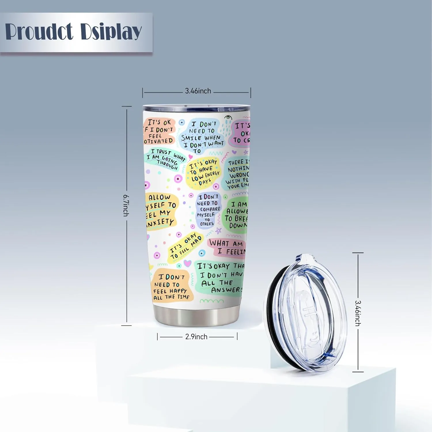 20 Oz Stainless Steel Insulated Travel Tumbler, My Mental Health Breakdown, Positive Daily Affirmation Gift for Women