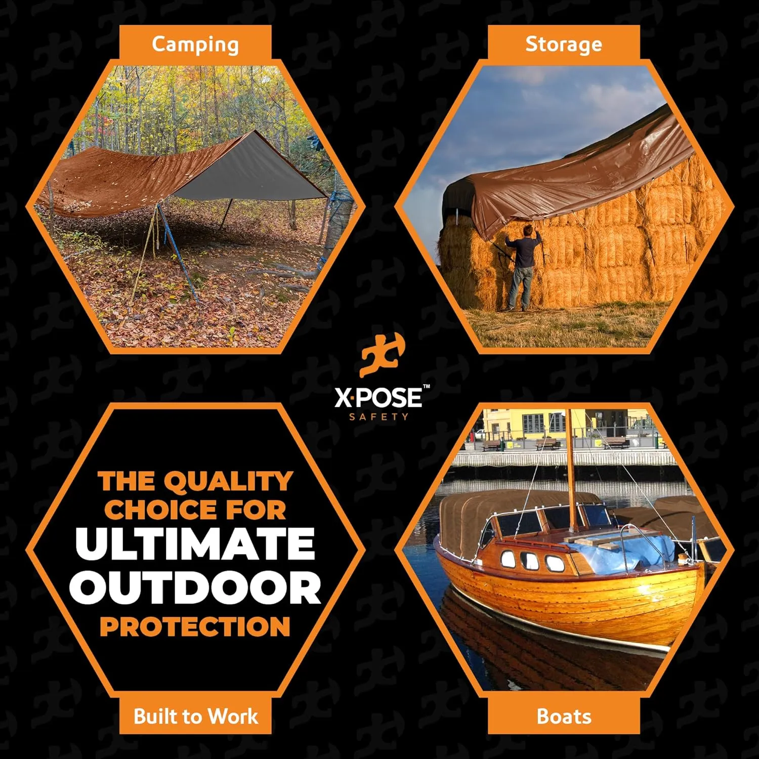20' x 40' Brown/White Ultra Heavy Duty Tarp - 20 Mil Tarps Heavy Duty Waterproof 20x40 - Extra Large Outdoor Tarp, Waterproof Tarp Cover for Rain Camping, Tent Tarp, UV Protection, Reinforced Corners