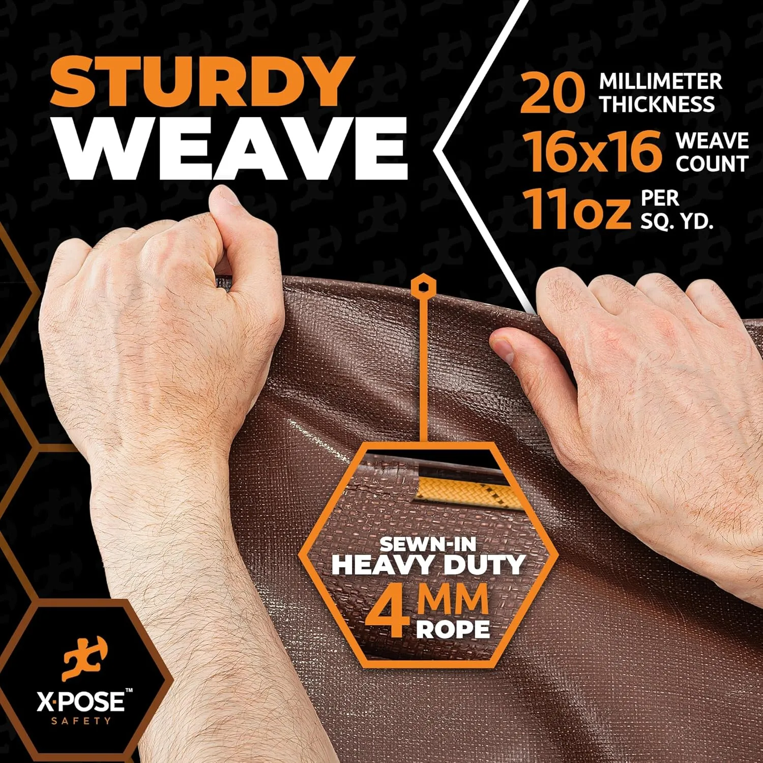 20' x 40' Brown/White Ultra Heavy Duty Tarp - 20 Mil Tarps Heavy Duty Waterproof 20x40 - Extra Large Outdoor Tarp, Waterproof Tarp Cover for Rain Camping, Tent Tarp, UV Protection, Reinforced Corners