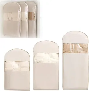 2025 Space Saving Hanging Garment Bag with Self Compression Zipper, Coat Storage Bag Hanging, Hanging Garment Bag, for Down Coat, For Closet Storage (Beige,M L XL)