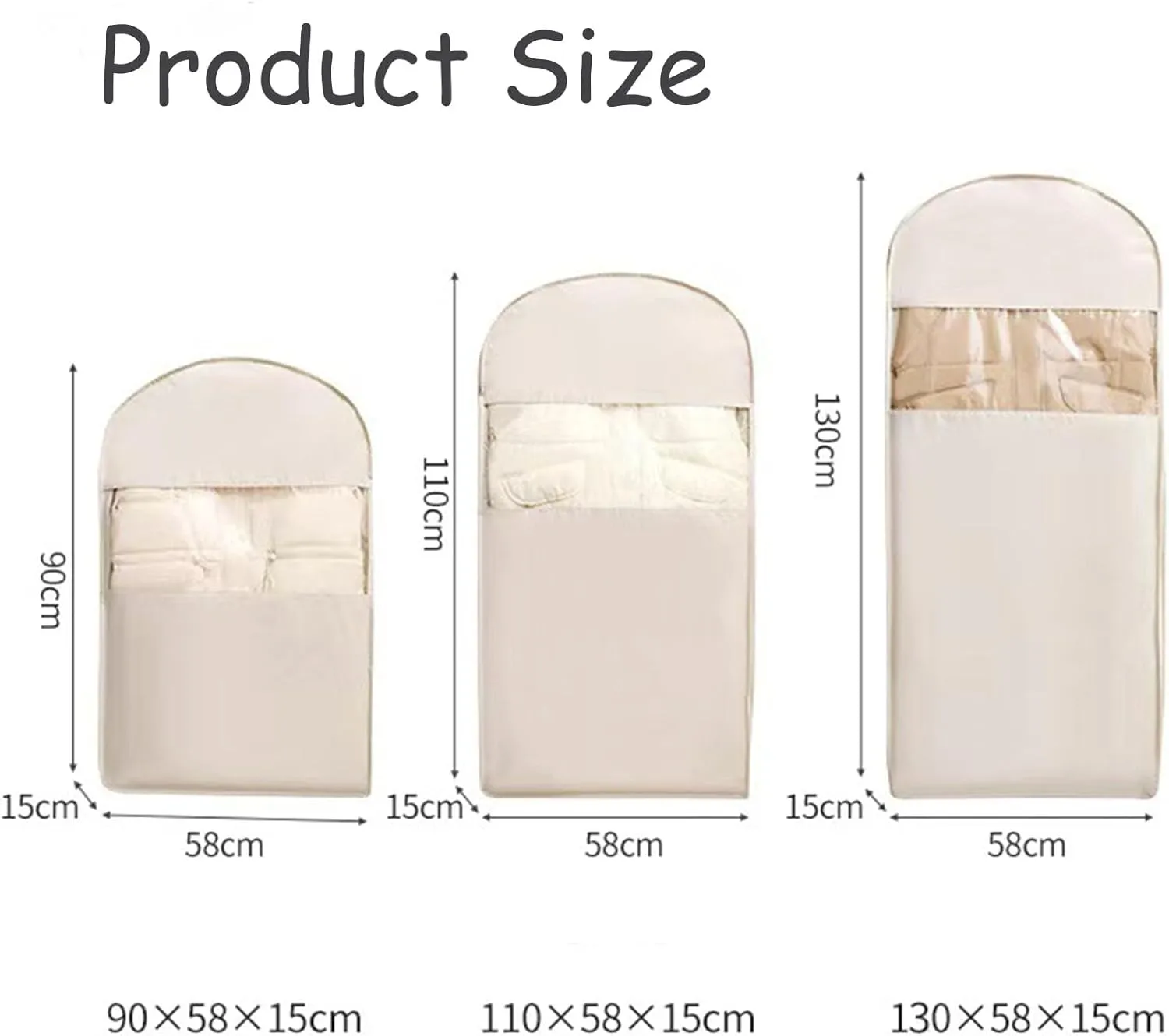 2025 Space Saving Hanging Garment Bag with Self Compression Zipper, Coat Storage Bag Hanging, Hanging Garment Bag, for Down Coat, For Closet Storage (Beige,M L XL)