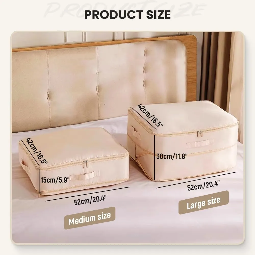 2025 Ultra Space Saving Self Compression Organizer, Portable Heavy Duty Moving Tote Comforter Storage Bag, Upgrade Quilt Compression Storage Bag Packaging Cube Bedding Storage Bag (Pink, Large)