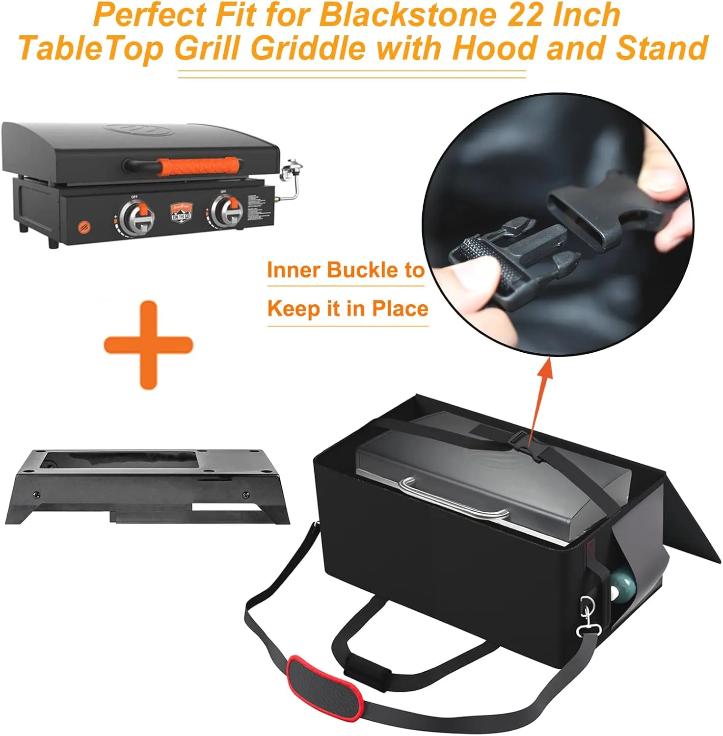 22 inch Griddle Carry Bag for Blackstone 17 Inch Griddle & 22 Inch Griddle with Hood and Stand, 22" Tabletop Grill Carry Bag for Blackstone Models 1891 & 1814, Water-Resistant 22" Grill Carry Bag