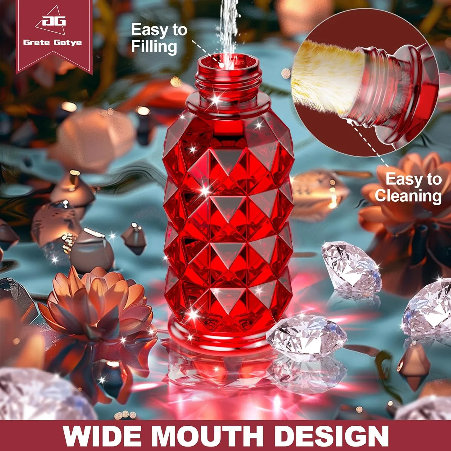 25 Ounces Large Glass Hummingbird Feeders for Outdoors, Wild Bird Nectar Feeder with Perch & 5 Flower Feeding Ports Leak Proof Hanging for Garden Backyard Decor, Gifts for Women Mom, Red