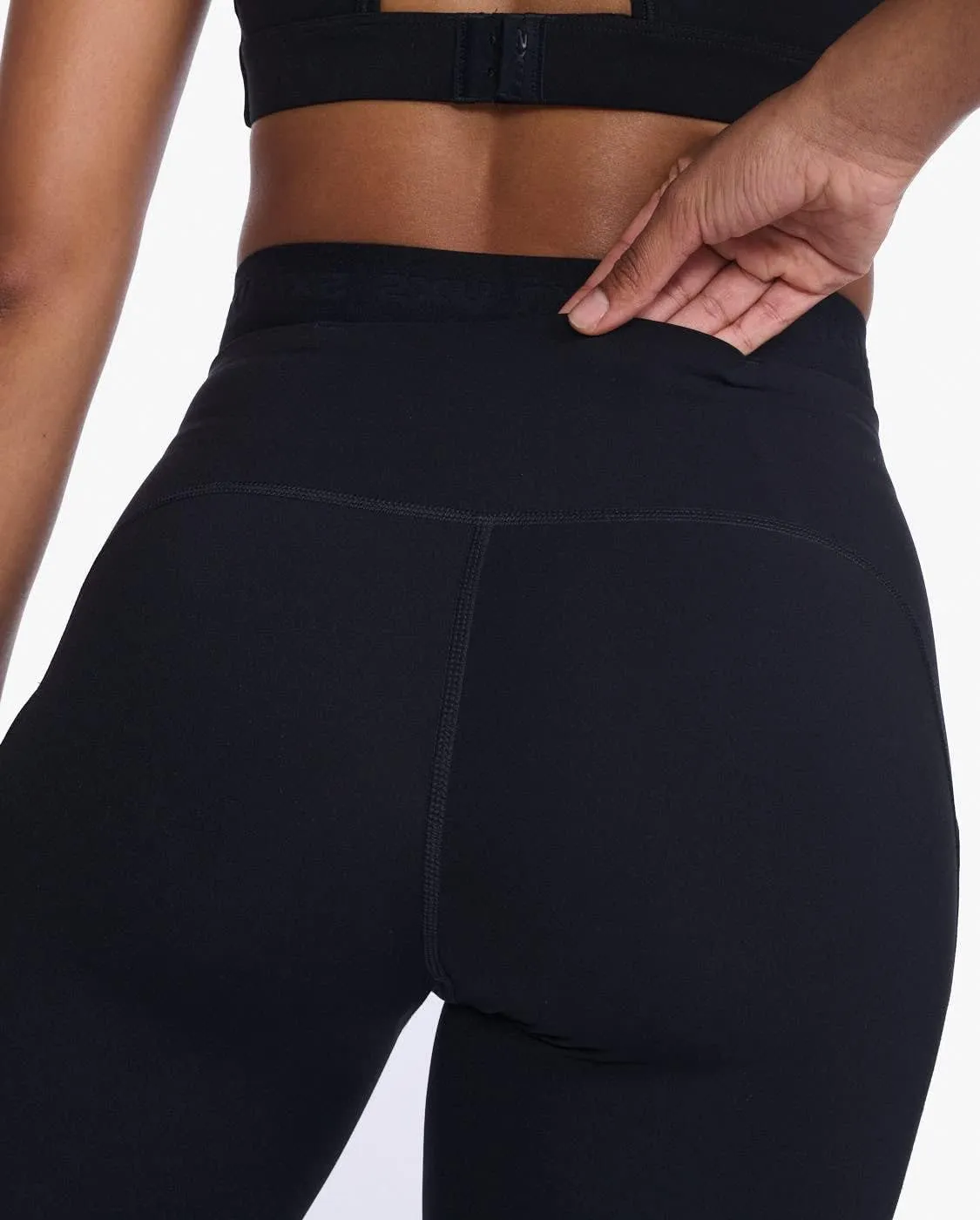 2XU Women's Form Stash Hi-Rise Compression Tight - Performance Activewear for Training, Improved Recovery - Black/Black