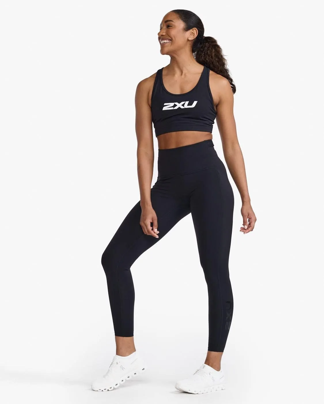 2XU Women's Form Stash Hi-Rise Compression Tight - Performance Activewear for Training, Improved Recovery - Black/Black