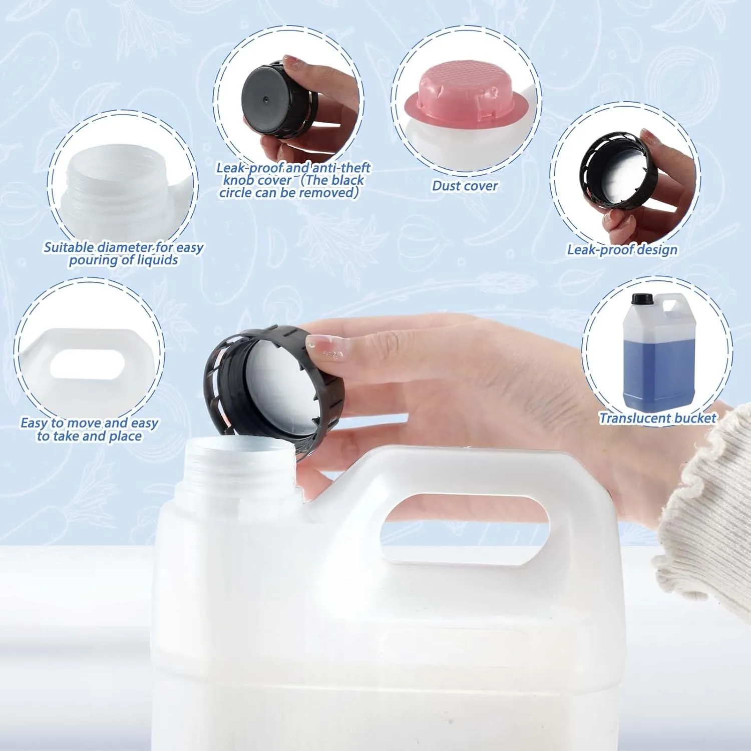 3 Pcs 1 Gallon Plastic Jug with Lids Square Empty Storage Containers Plastic Jar Containers for Water Beverage Oil Liquids (Translucent Color)