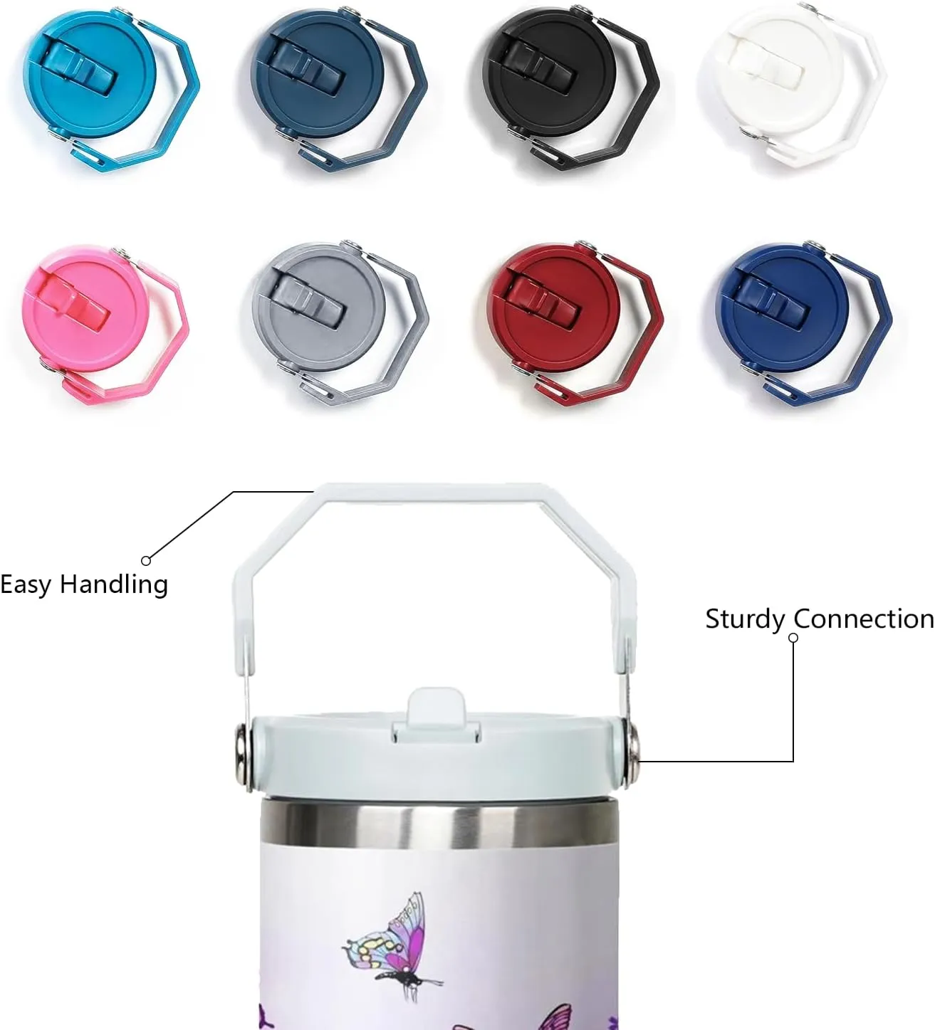 30 Oz Flip Tumbler with Handle Lid and Straw,Purple Butterfly Reusable Tumbler Water Bottle Travel Coffee Cup Mug,Butterfly Gifts for Women Mom Daughter Girlfriend Teenage Girls Bridesmaid