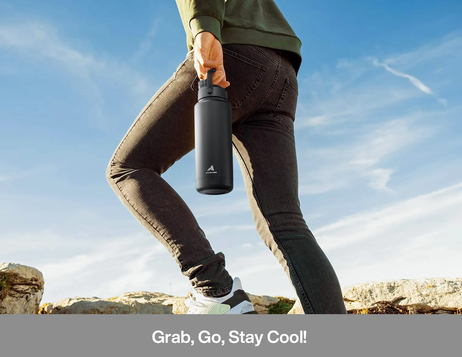 40 oz Insulated Water Bottle with 2-in-1 Straw and Spout Lid, Keep Cold 24H, Leak-Proof, BPA-Free, Double Wall Stainless Steel Water Bottle for Sports, Gym, Travel, and School (Polar)