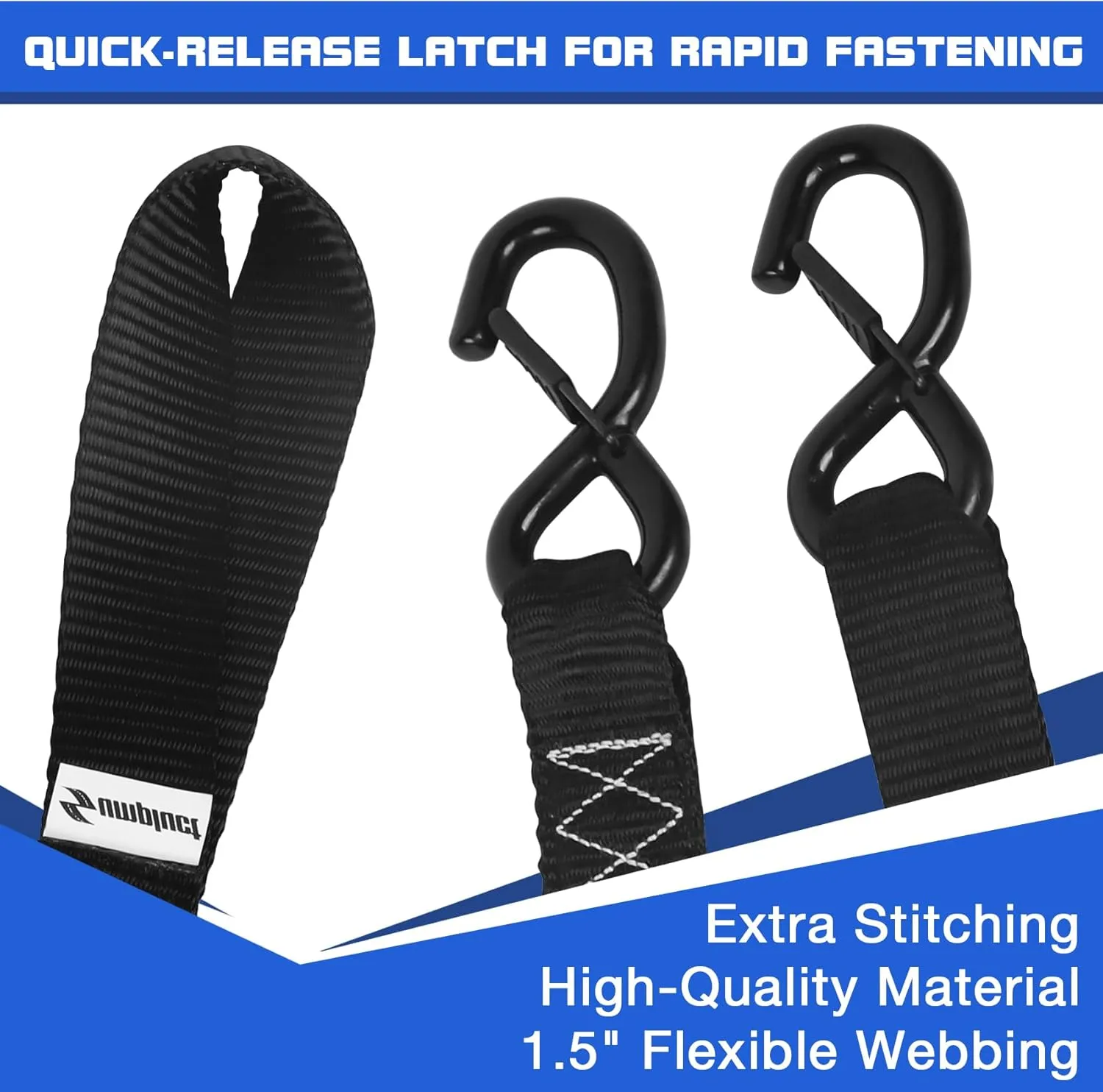 4000 lb Ratchet Straps 1.5 Inch 10ft 4 Pack Adjustable Tie Down Straps with S Hooks,Heavy Duty Strap for,Boats,Truck Bed,Tarps,Trailers,Wind,Storage Sheds,Rook Rack,Car Accessoreis Essentials Black