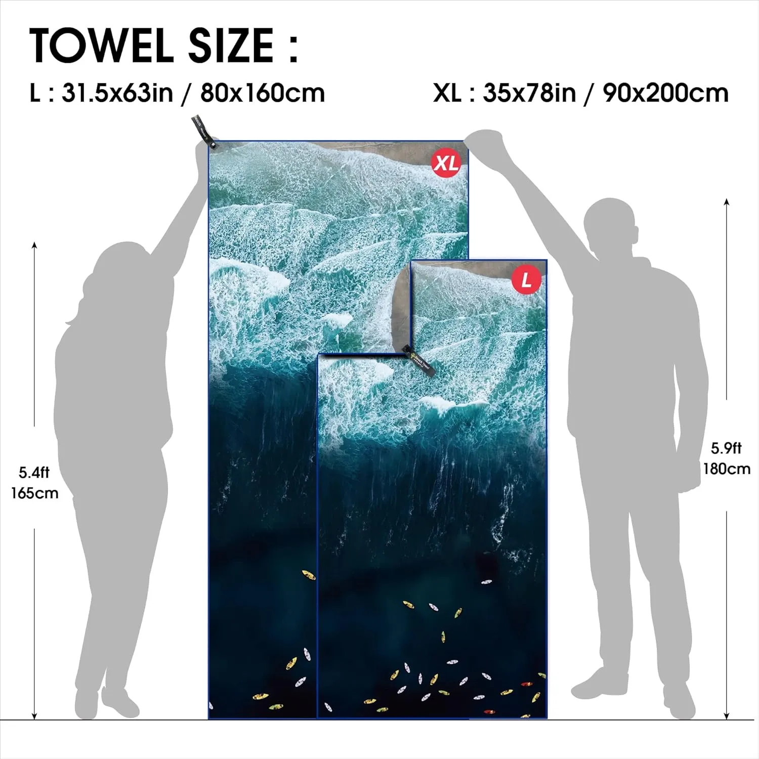 4Monster Microfiber Beach Towel Quick Dry,Super Absorbent Lightweight Travel Towel for Swimmers, Sand Free Camping Towel, Beach Towels for Pool, Swim, Water Sports,Yoga,Gym,Backpacking