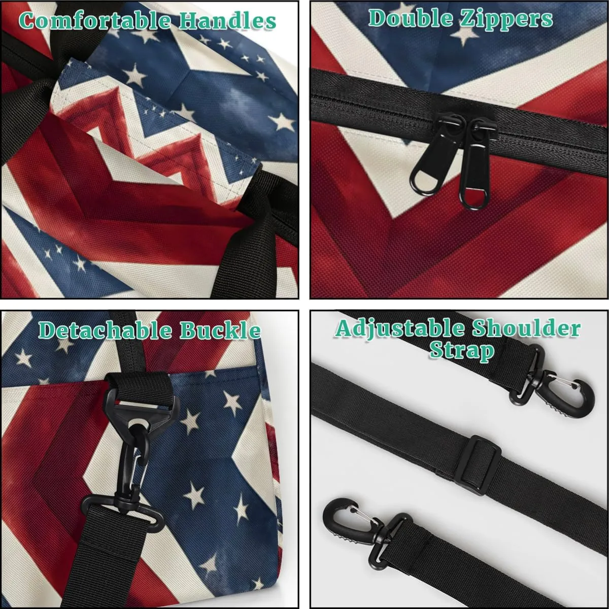 4th of July Memorial Day Personalized Kids Gym Bag Custom Dance Bag with Name Sport Duffel Bag for Girls Boys Weekender Overnight Travel Bag