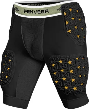5-Pad Adult Football Girdle for Men with Cup Pocket - 2-Tone Integrated Hip, Thigh & Tailbone Pads for Maximum Protection, Men's Padded Compression Shorts
