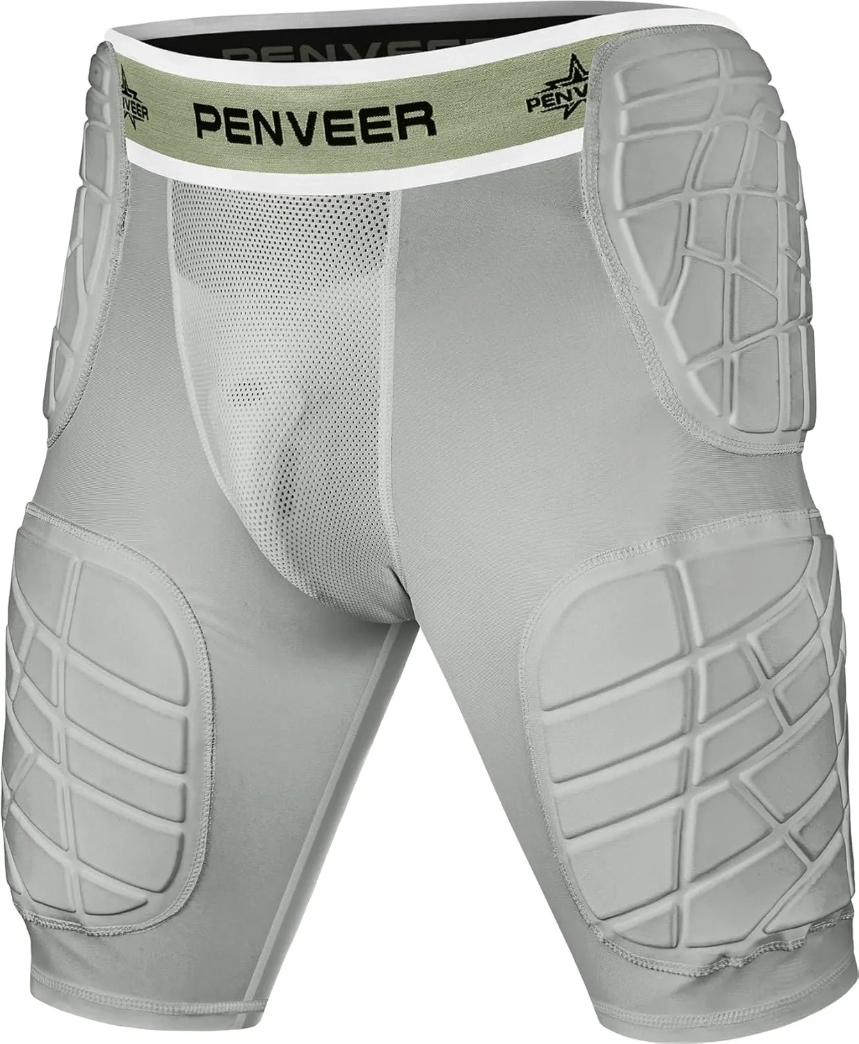 5.0 Football Girdle for Men & Boys with Cup Pocket - Padded Compression Shorts with Integrated Hip, Thigh & Tailbone Pads for Maximum Protection