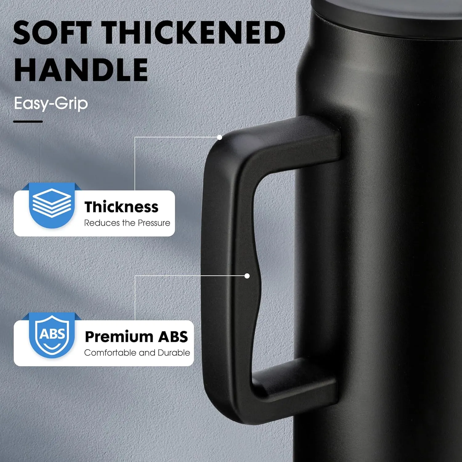 50 oz Tumbler with Handle, Vacuum Insulated Water Bottle with Lid and Straw, Stainless Steel Double Wall Travel Jug Coffee Mug, Keep Cold for 36H, 100% Leak-proof, Non-slip Base - Azure