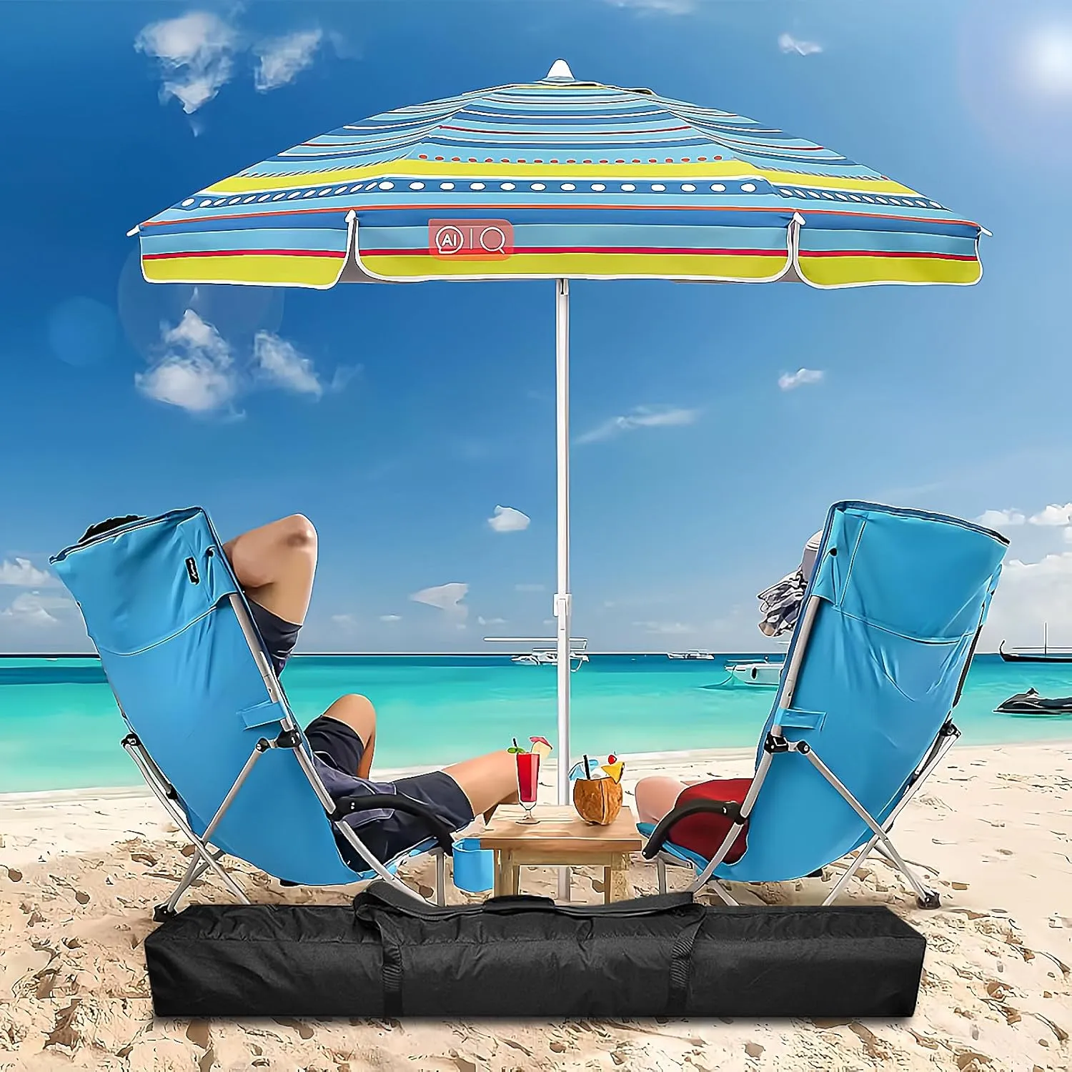 57 Inch Patio Umbrella Storage Bag for Outdoor, Nylon Beach Umbrella Folding Cover, Heavy Duty Zipper Travel Carrying Duffle Bag for Sports, Beach