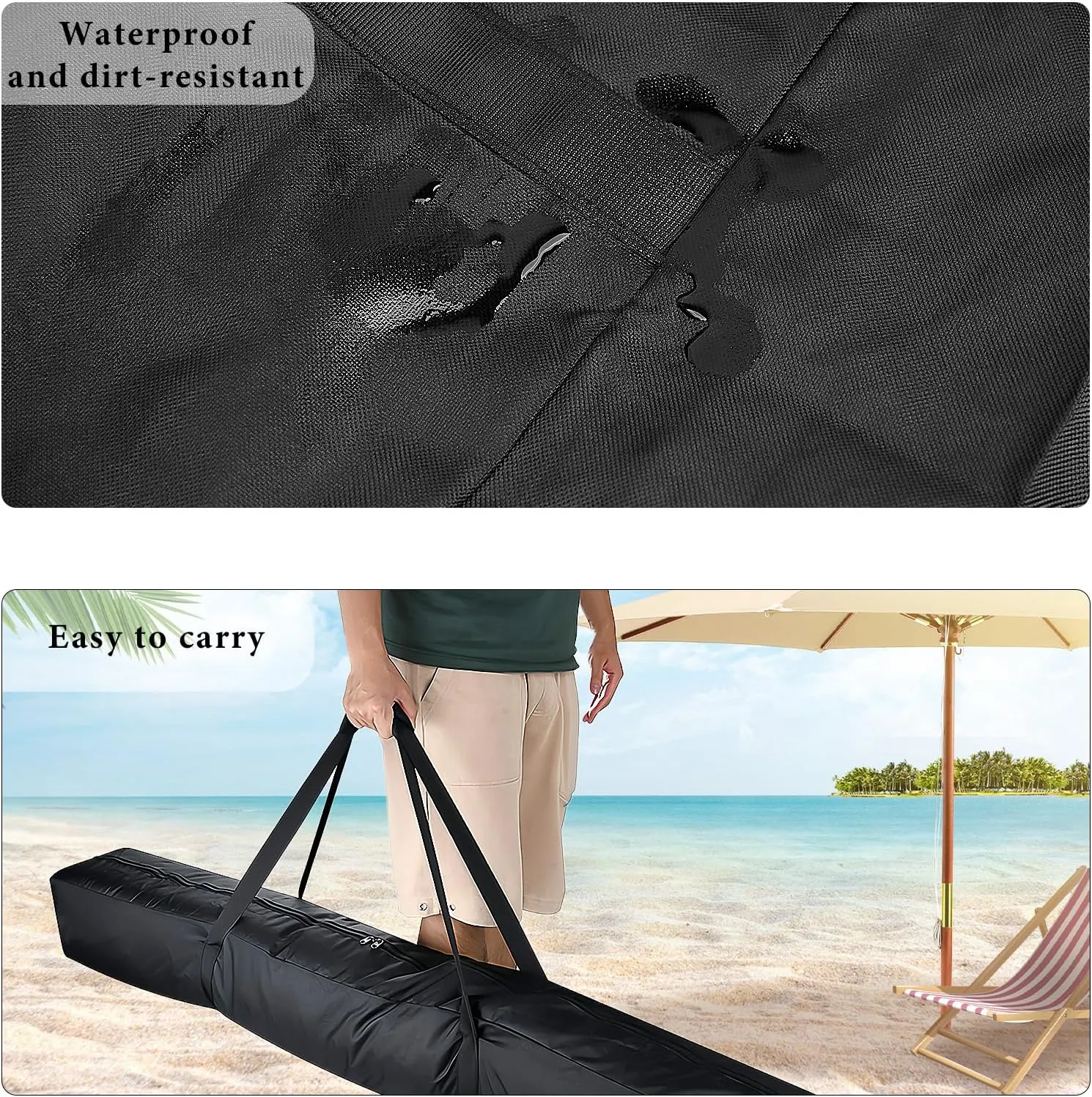 57 Inch Patio Umbrella Storage Bag for Outdoor, Nylon Beach Umbrella Folding Cover, Heavy Duty Zipper Travel Carrying Duffle Bag for Sports, Beach