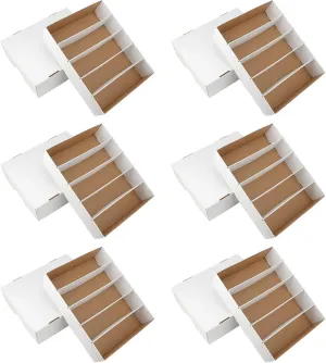 6 Pack Card Storage Box, 3700 Count Trading Card Storage Box White Sports Storage Card Box Organizer Sorting Tray Cards Sleeve Cases Box for Storing Protecting and Organizing Soccer Cards