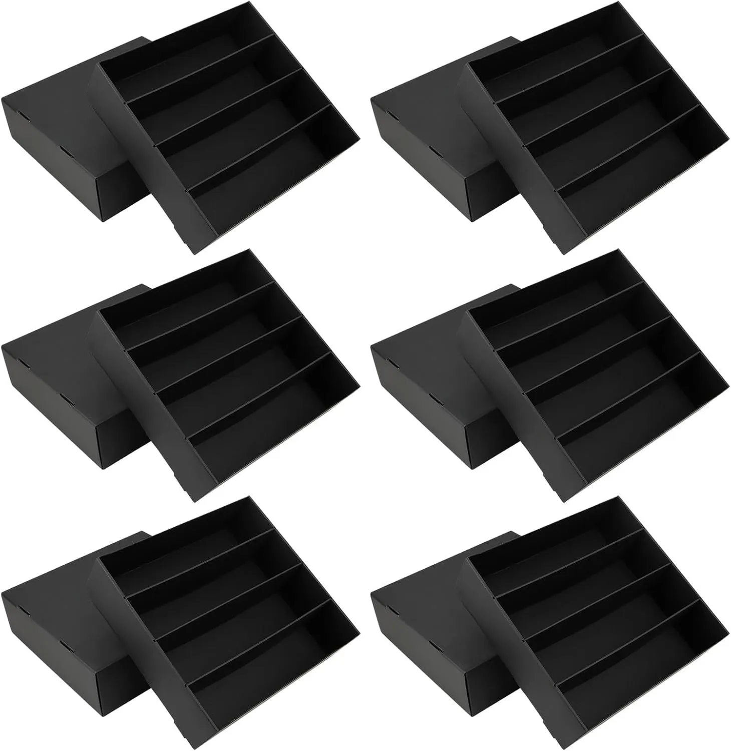 6 Pack Trading Card Storage Box, 3120 Count Card Storage Box Black Sports Card Storage Boxes Trading Card Organizer Box for Storing Protecting and Organizing Soccer Basketball Game Cards