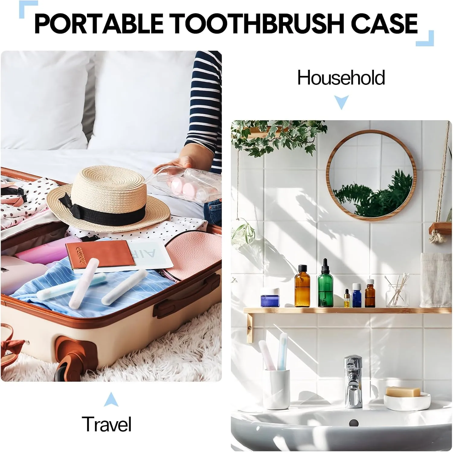 60 Pieces Plastic Toothbrush Holders Portable Travel Toothbrush Case Cover Protector Case Holders for Indoor Outdoor Travel Trip Home Camping School (Clear)