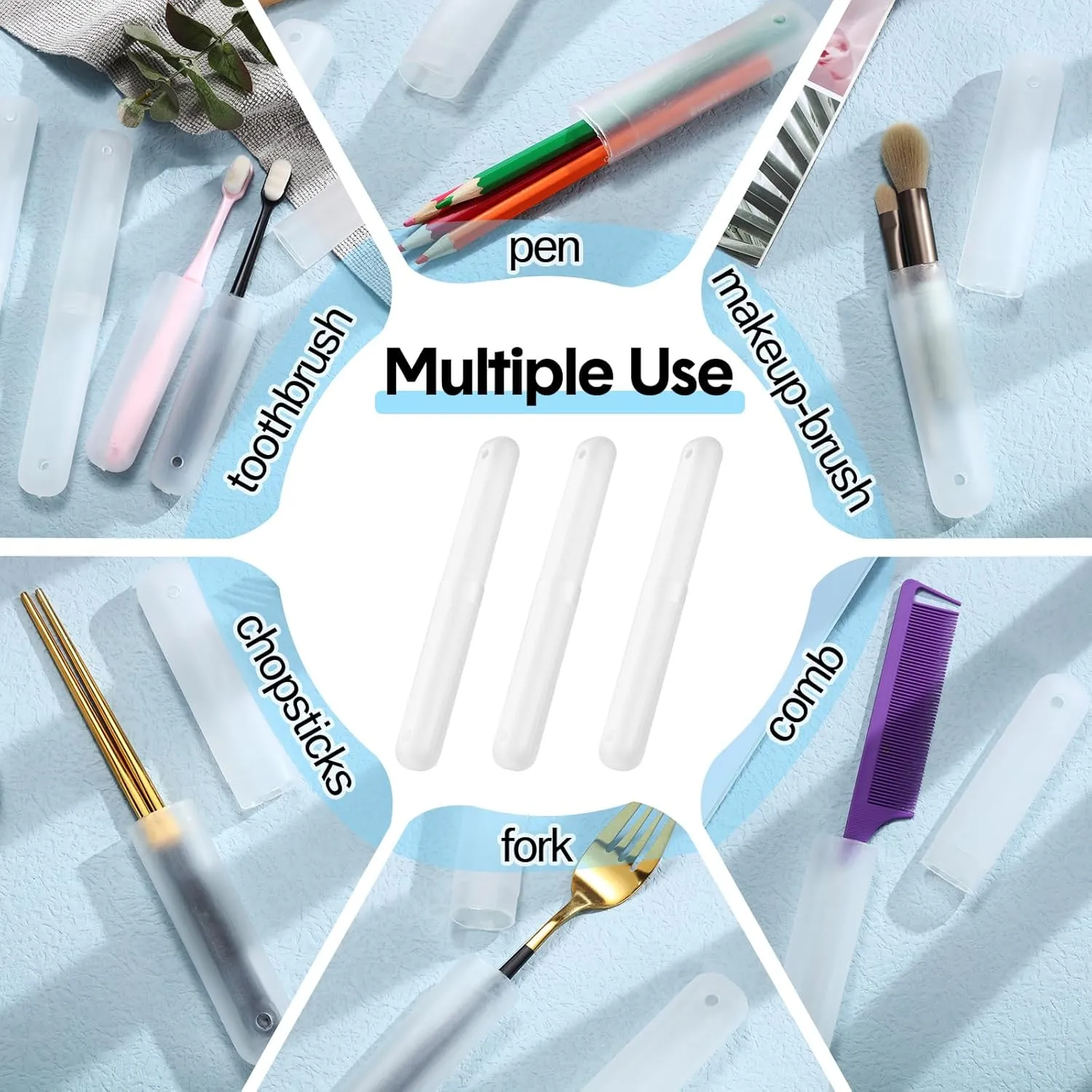60 Pieces Plastic Toothbrush Holders Portable Travel Toothbrush Case Cover Protector Case Holders for Indoor Outdoor Travel Trip Home Camping School (Clear)