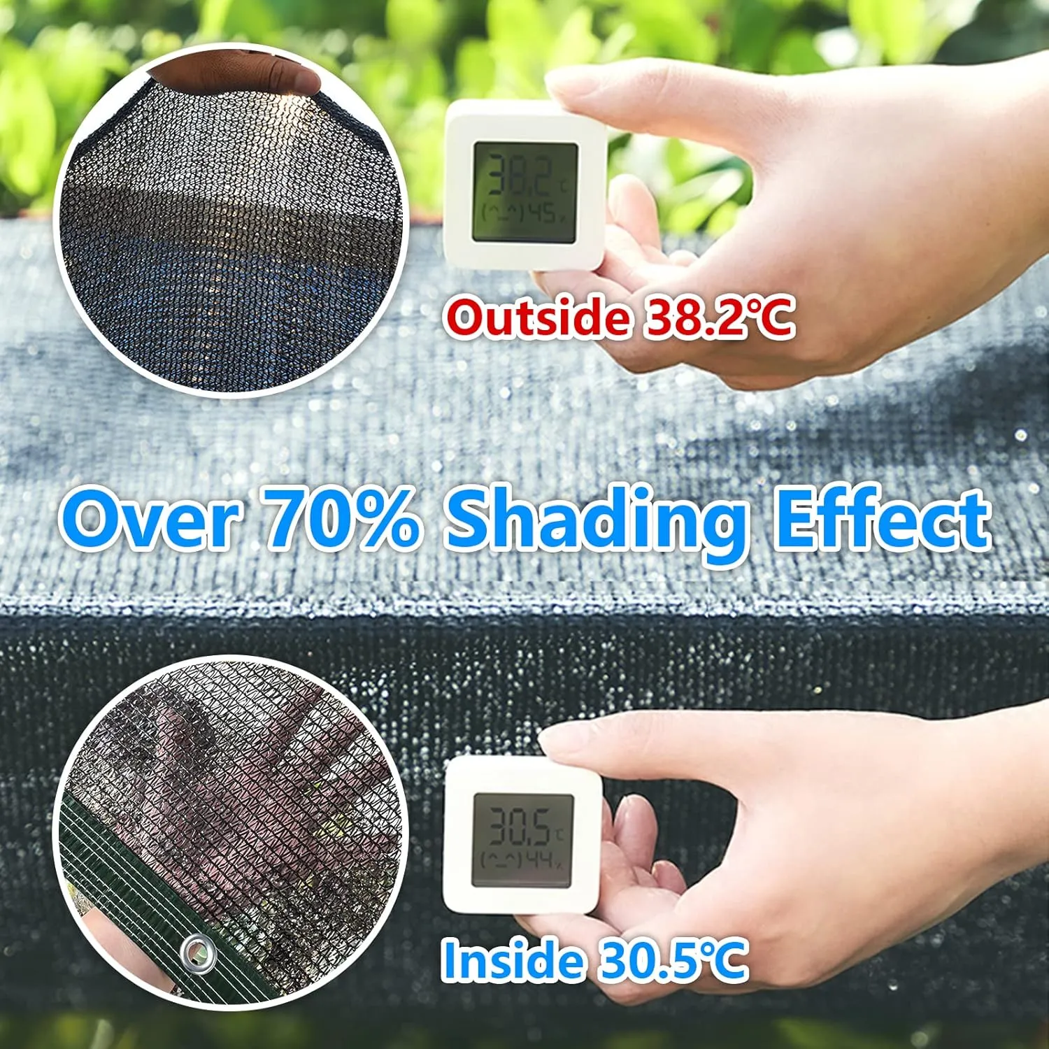 70% Black Shade Cloth for Garden, 10x12FT Resistant Garden Sun Shade Net, Durable Mesh Shade Tarp with Reinforced Grommets for Greenhouse, Plant, Chicken Coop, Pergola,Canopy (10ft*12ft)
