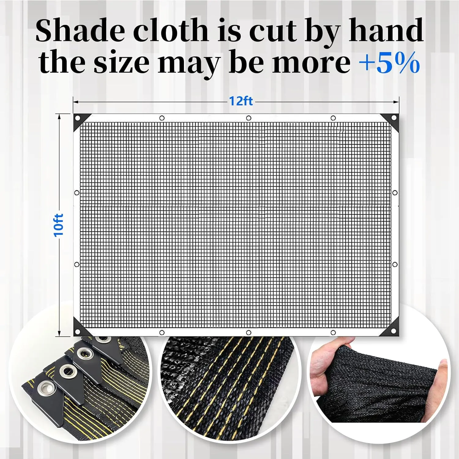 70% Black Shade Cloth for Garden, 10x12FT Resistant Garden Sun Shade Net, Durable Mesh Shade Tarp with Reinforced Grommets for Greenhouse, Plant, Chicken Coop, Pergola,Canopy (10ft*12ft)